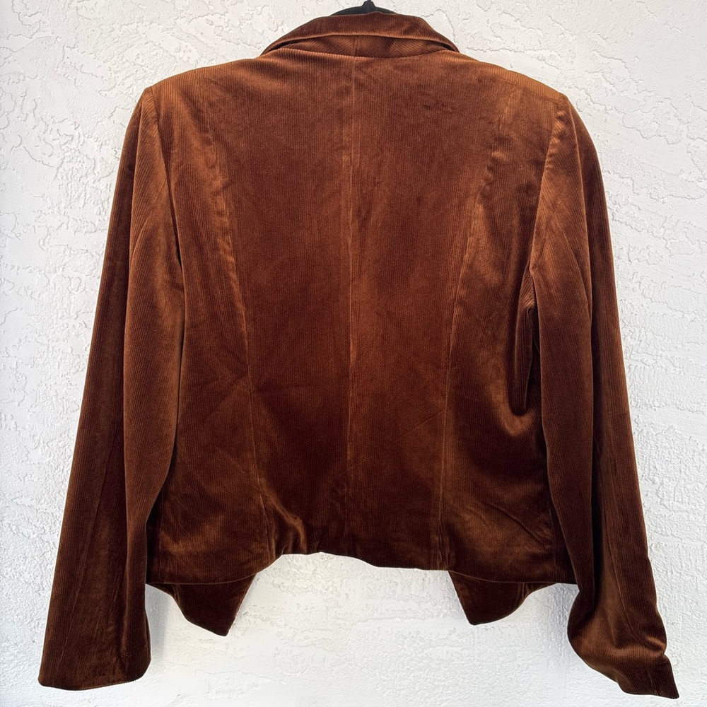 Oo La La Brown Velour Blazer Jacket Paisley Lining Peak Lapels Small - Picture 3 of 9